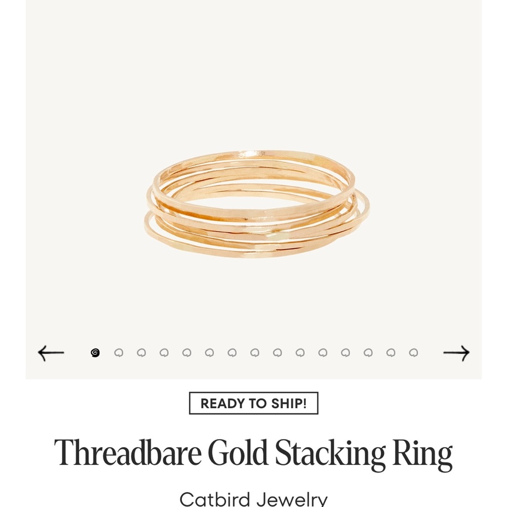 Catbird Threadbare Gold Stacking Ring - 14K Gold